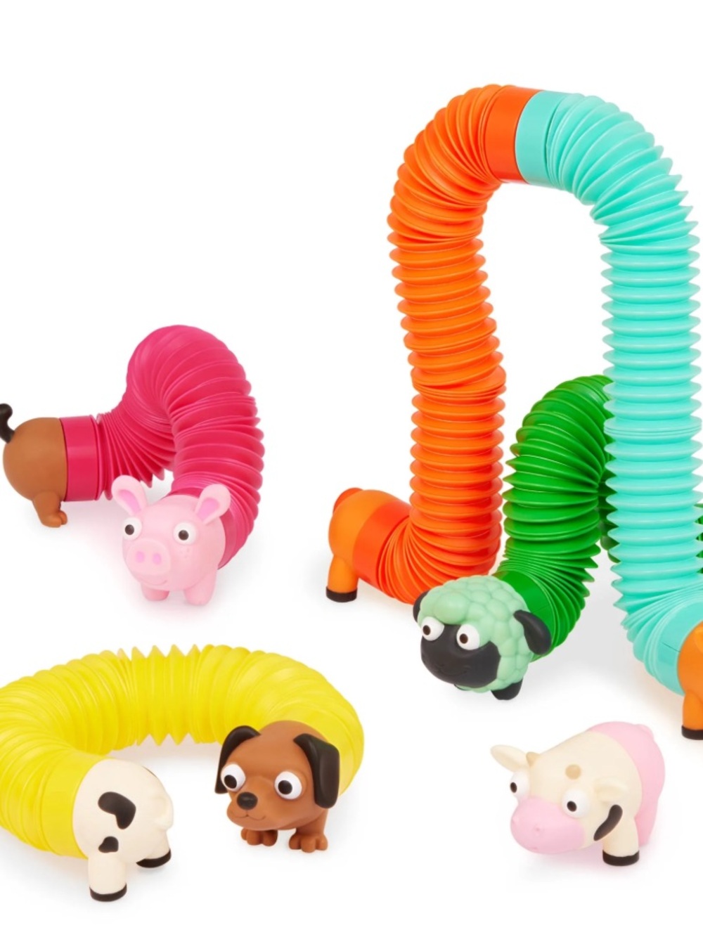 Battat Li'l Barn Buddies 5Pack Sensory Farm Animal Tubes Multicolor toddler toys